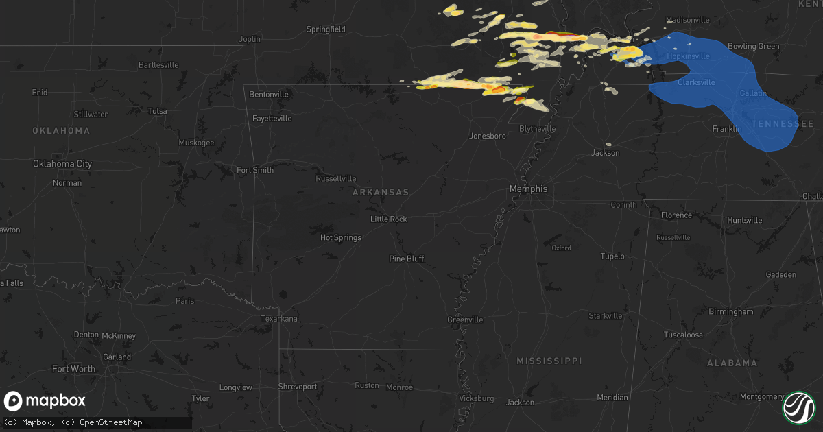 Hail map in Arkansas on April 16, 2026
