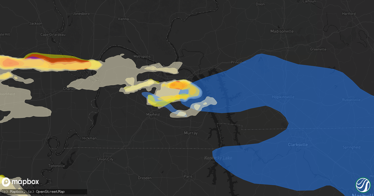 Hail map in Benton, KY on April 16, 2026