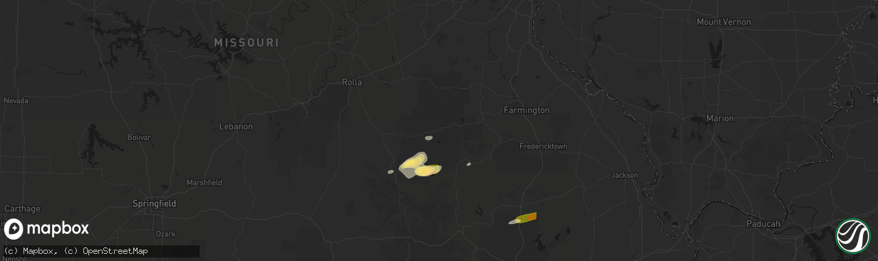 Hail map in Bixby, MO on April 16, 2026