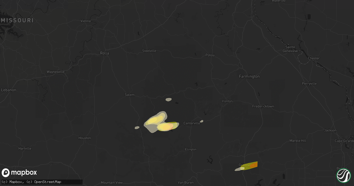 Hail map in Bixby, MO on April 16, 2026
