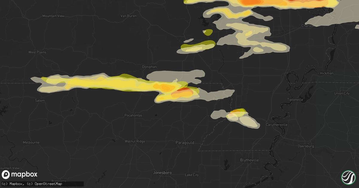 Hail map in Corning, AR on April 16, 2026
