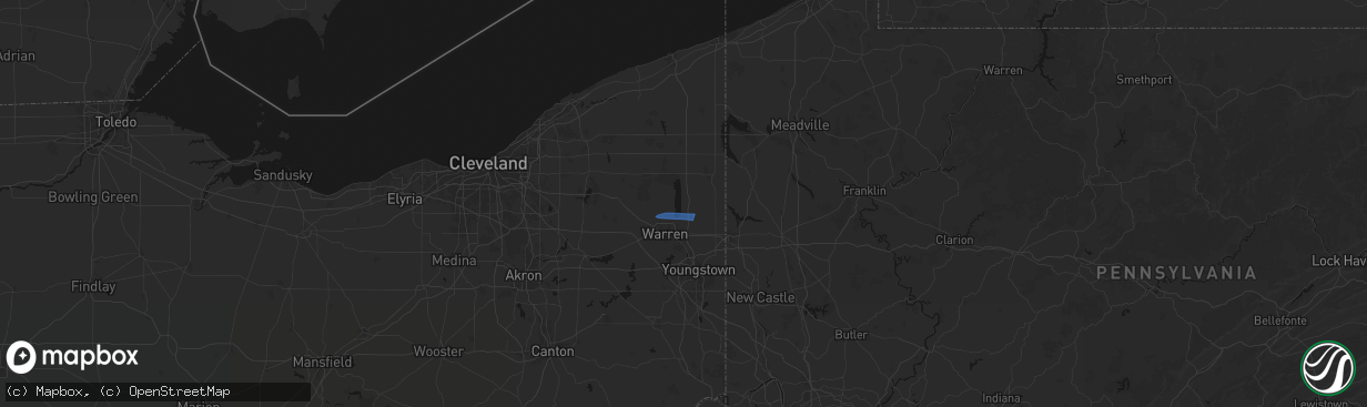 Hail map in Cortland, OH on April 16, 2026