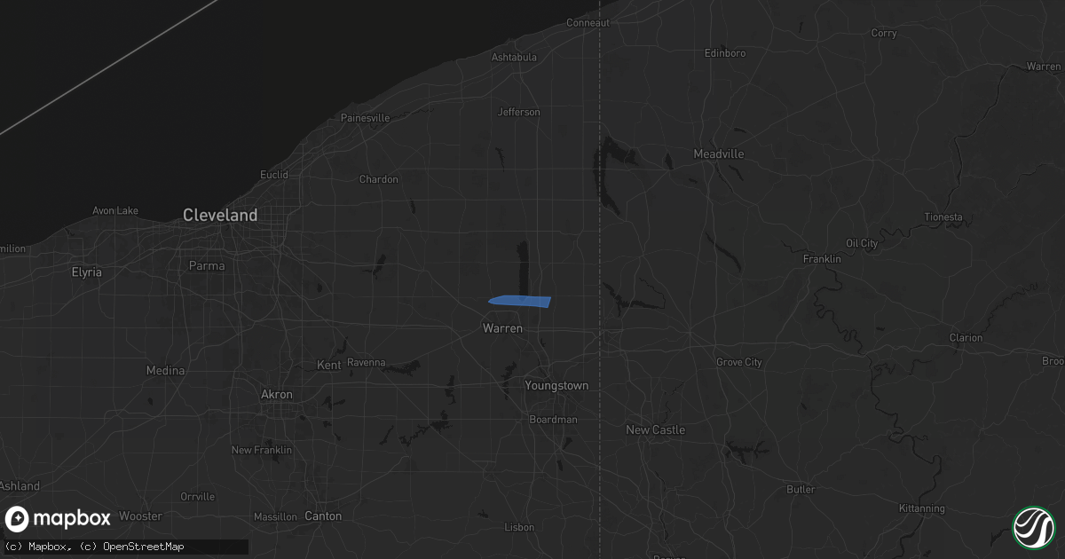 Hail map in Cortland, OH on April 16, 2026