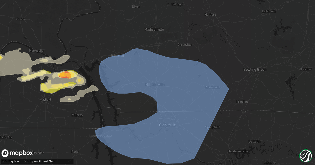 Hail map in Hopkinsville, KY on April 16, 2026