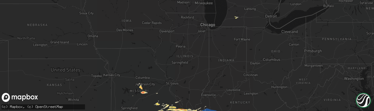 Hail map in Illinois on April 16, 2026
