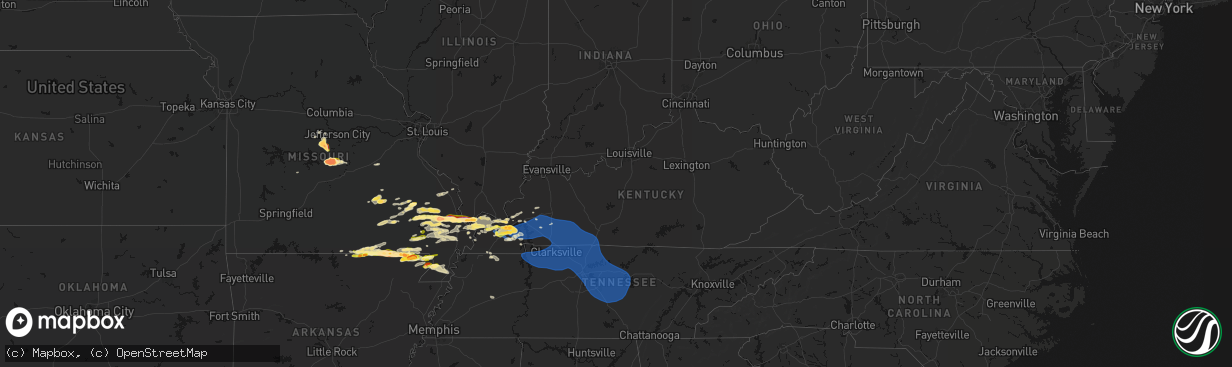 Hail map in Kentucky on April 16, 2026