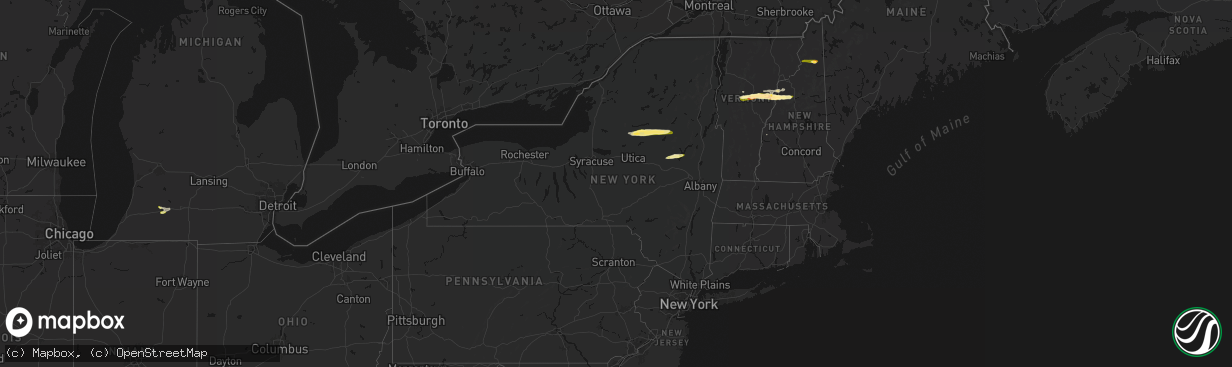 Hail map in New York on April 16, 2026