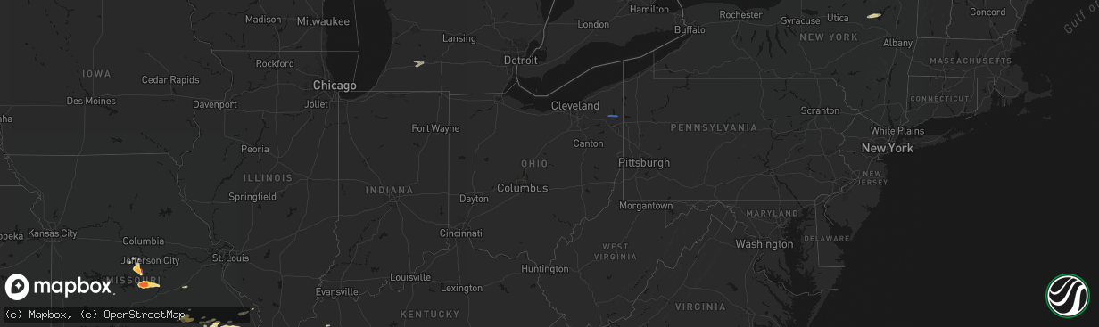 Hail map in Ohio on April 16, 2026