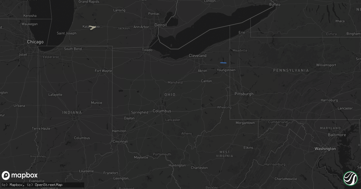 Hail map in Ohio on April 16, 2026