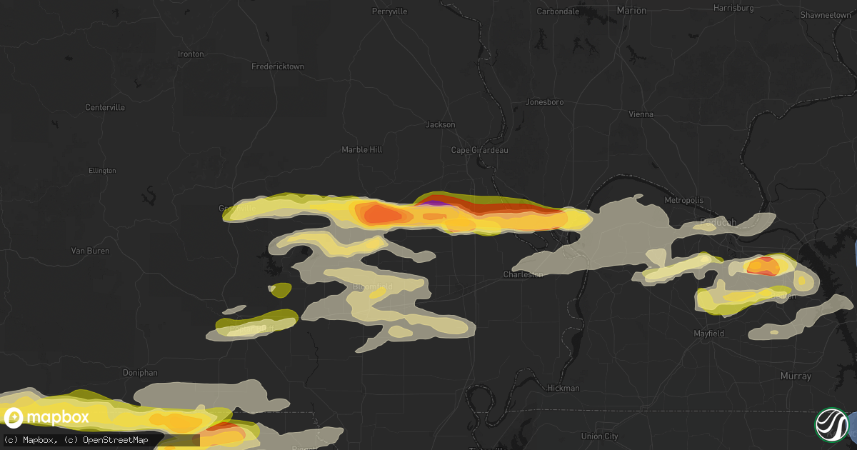 Hail map in Oran, MO on April 16, 2026