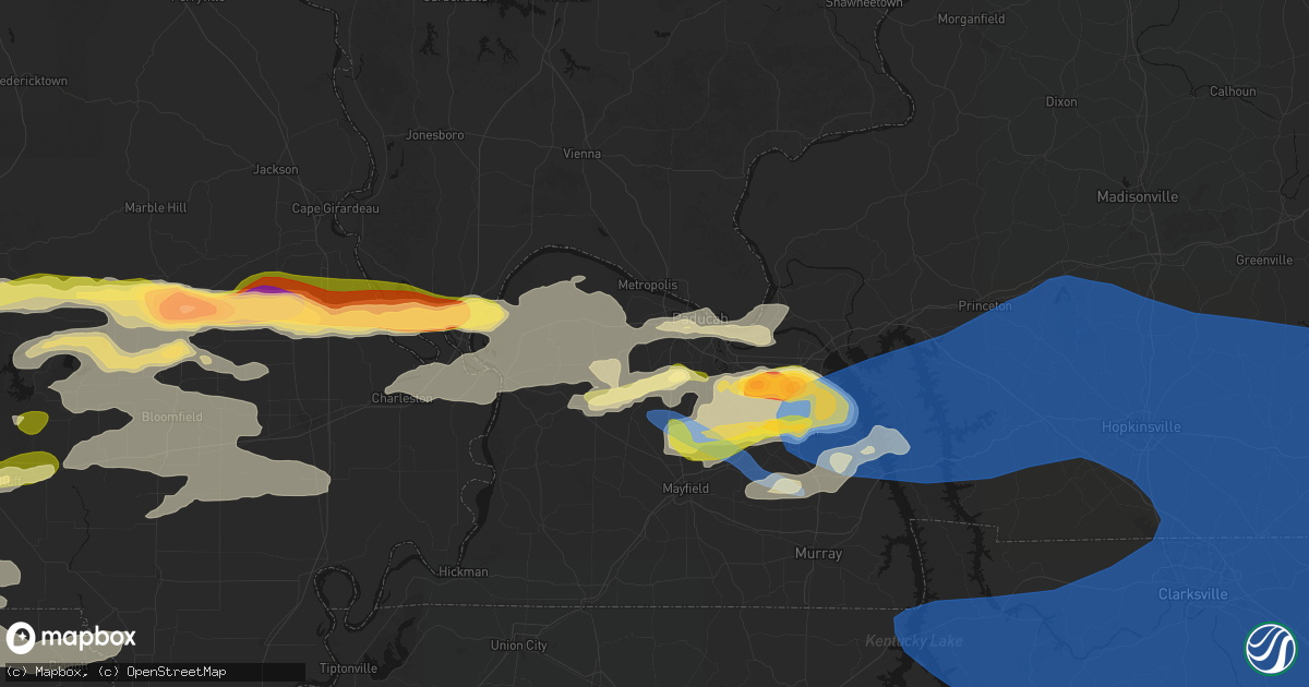 Hail map in Paducah, KY on April 16, 2026