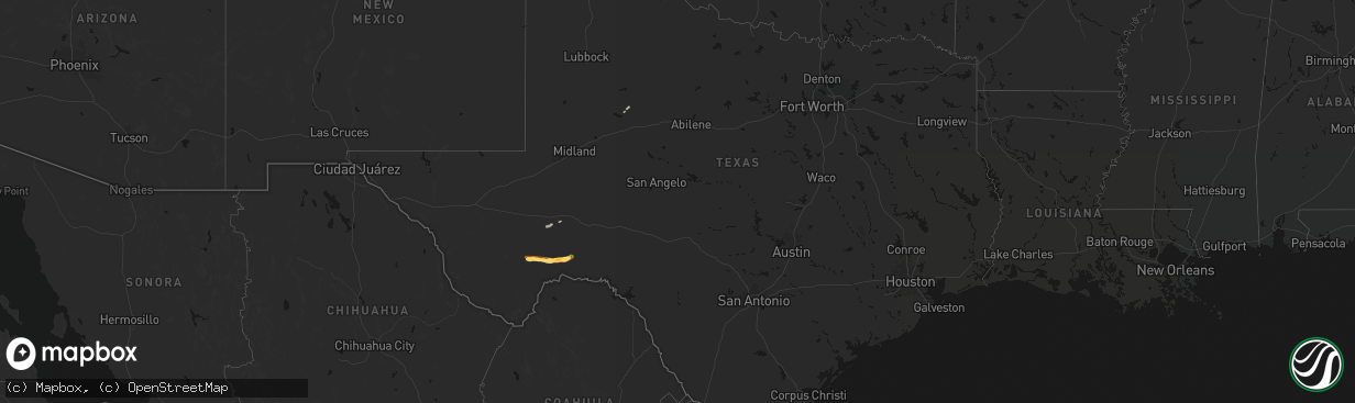 Hail map in Texas on April 16, 2026