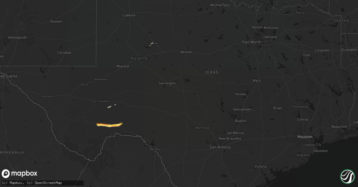Hail map in Texas on April 16, 2026