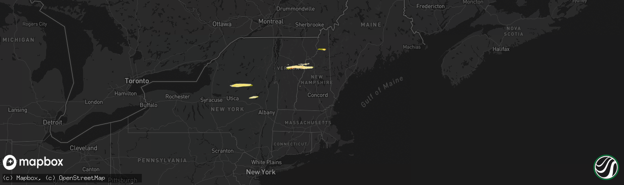 Hail map in Vermont on April 16, 2026