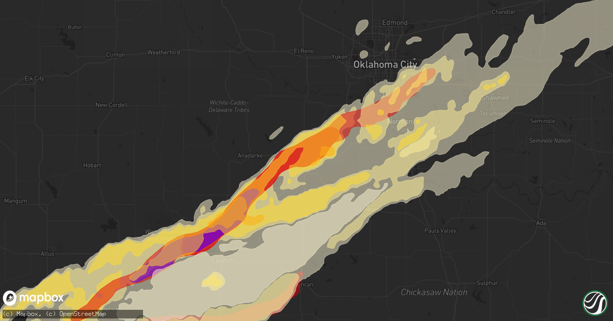 Hail map in Chickasha, OK on April 17, 2013