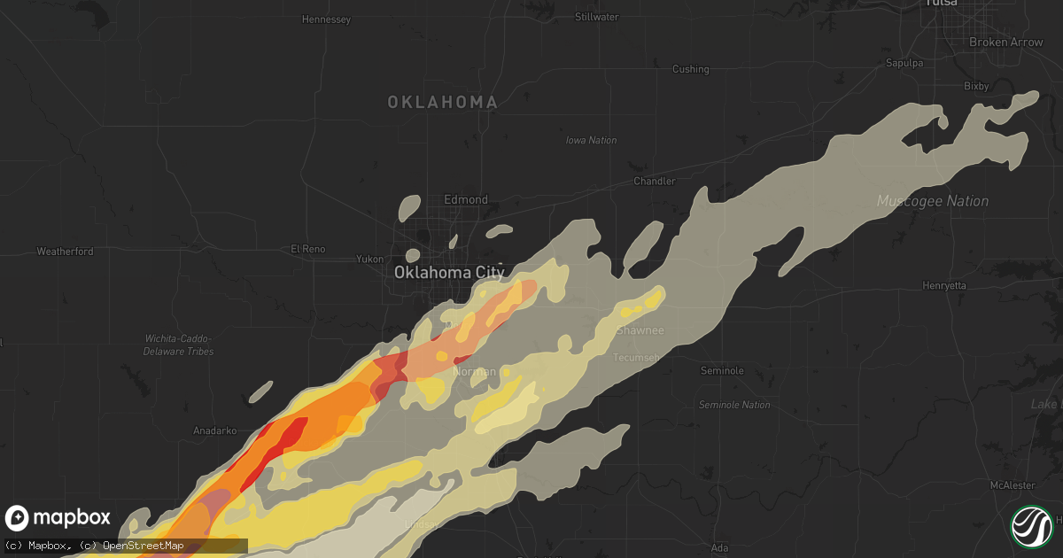 Hail map in Choctaw, OK on April 17, 2013