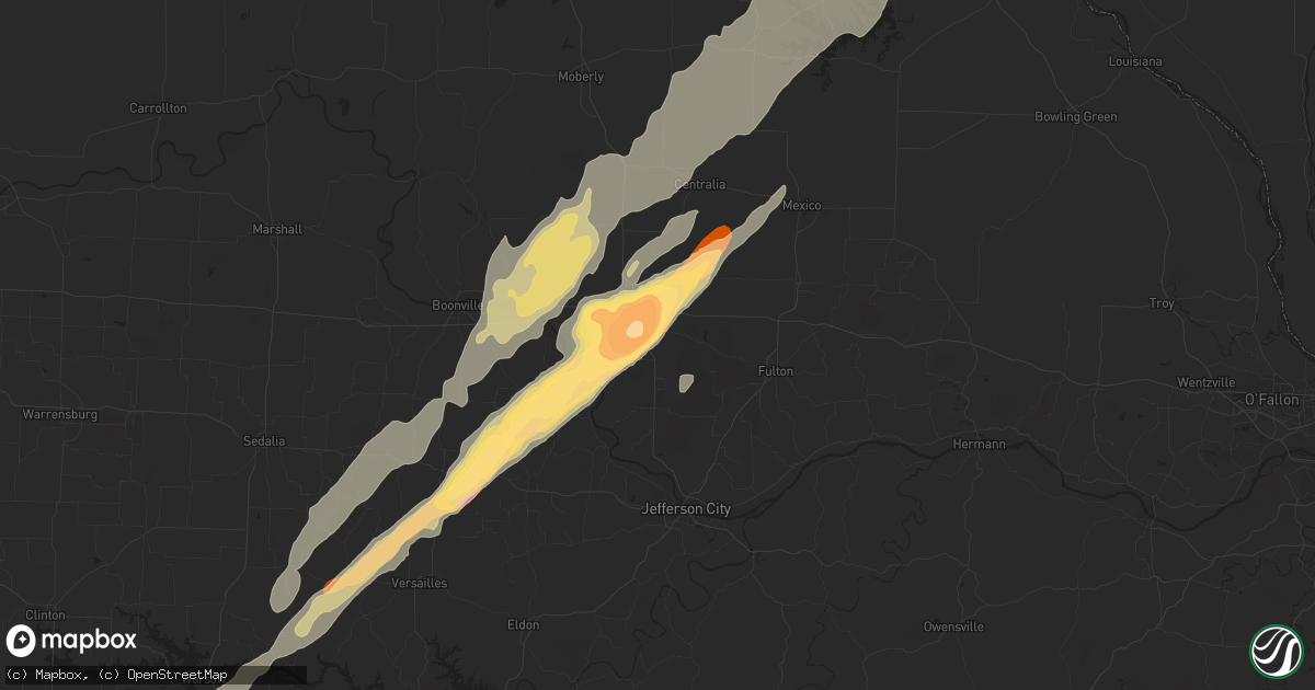 Hail map in Columbia, MO on April 17, 2013