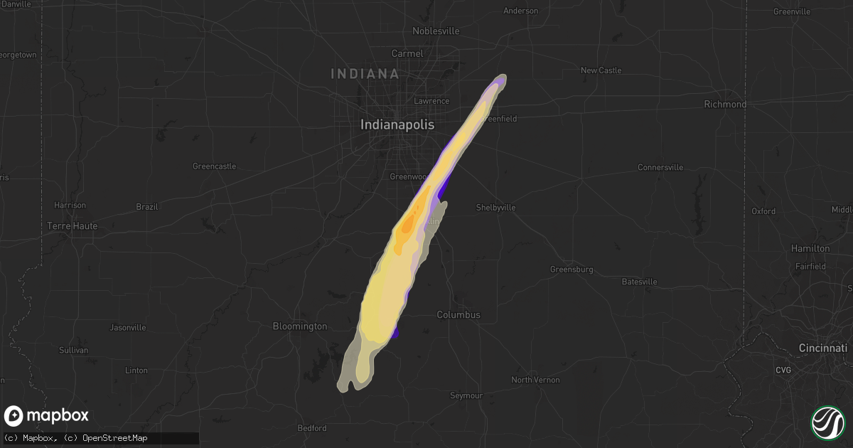 Hail map in Franklin, IN on April 17, 2013