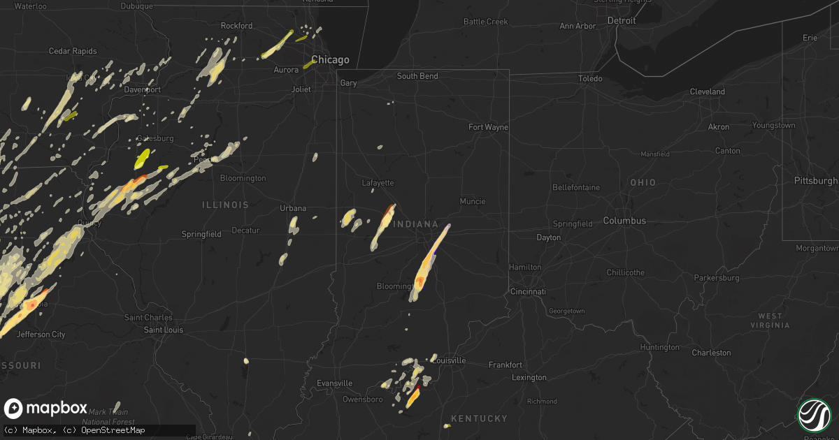 Hail map in Indiana on April 17, 2013