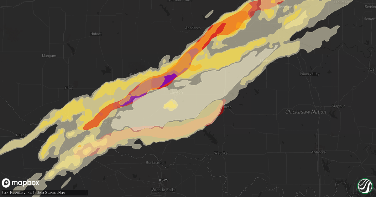 Hail map in Lawton, OK on April 17, 2013