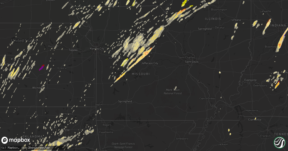 Hail map in Missouri on April 17, 2013