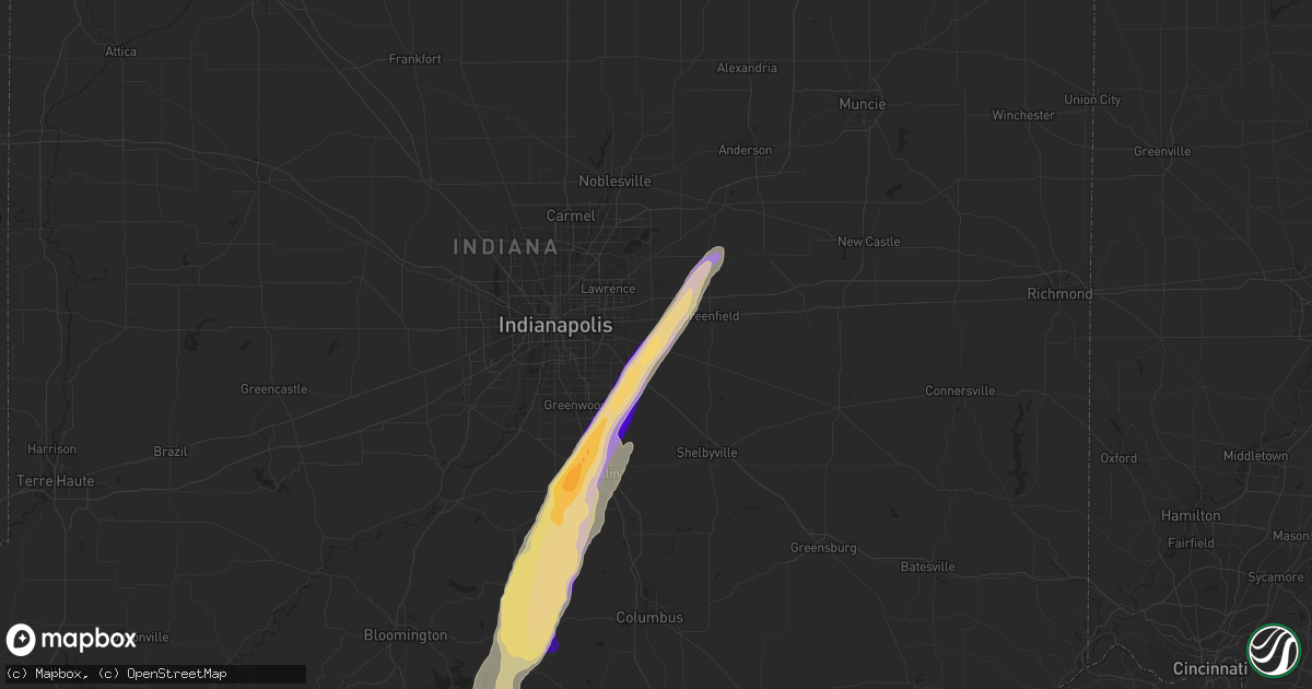 Hail map in New Palestine, IN on April 17, 2013