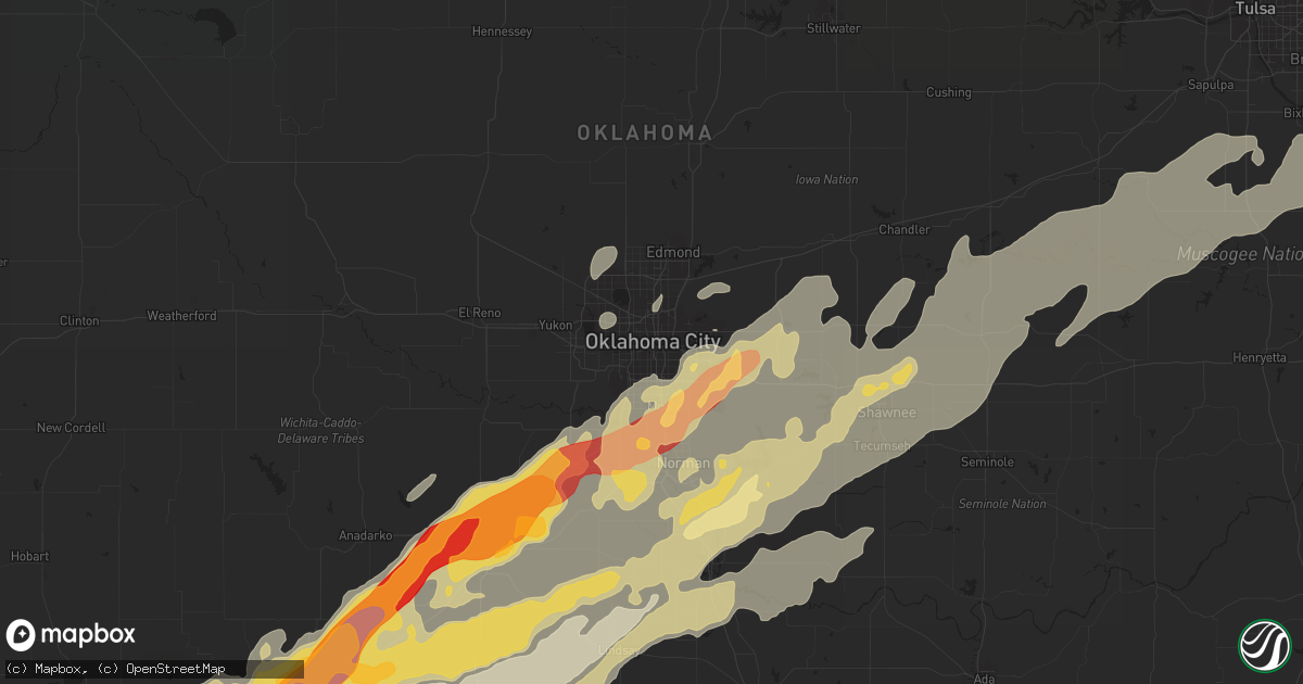 Hail map in Oklahoma City, OK on April 17, 2013