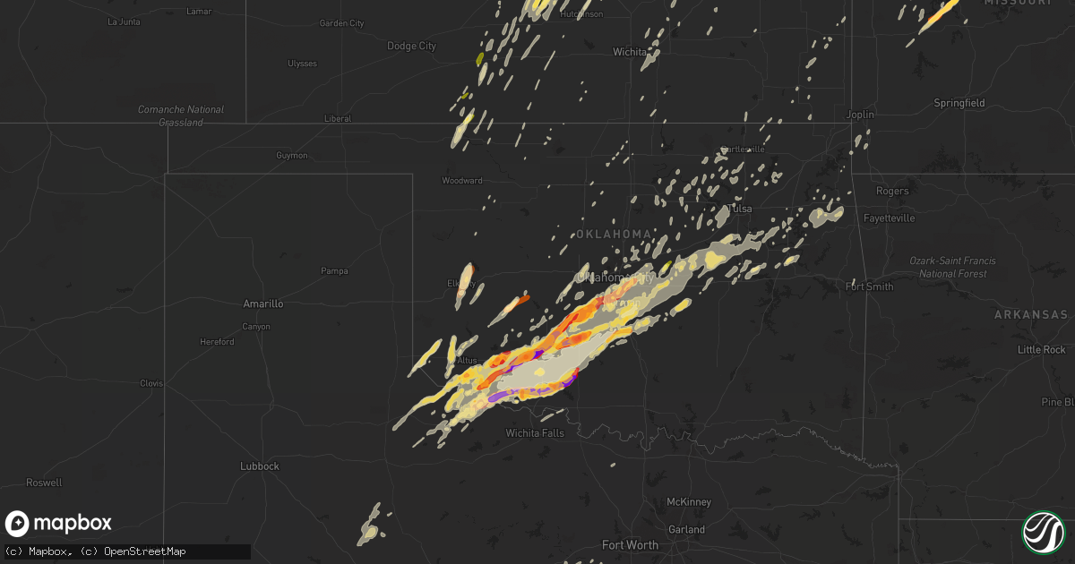Hail map in Oklahoma on April 17, 2013