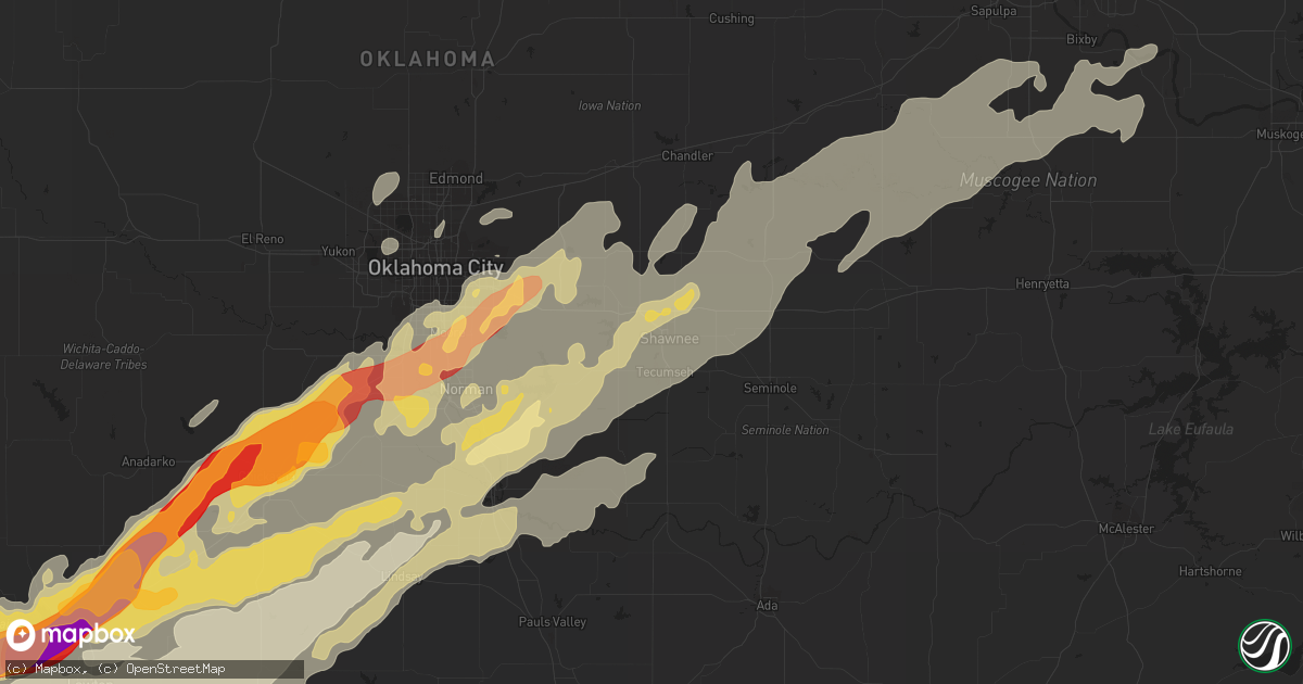 Hail map in Shawnee, OK on April 17, 2013