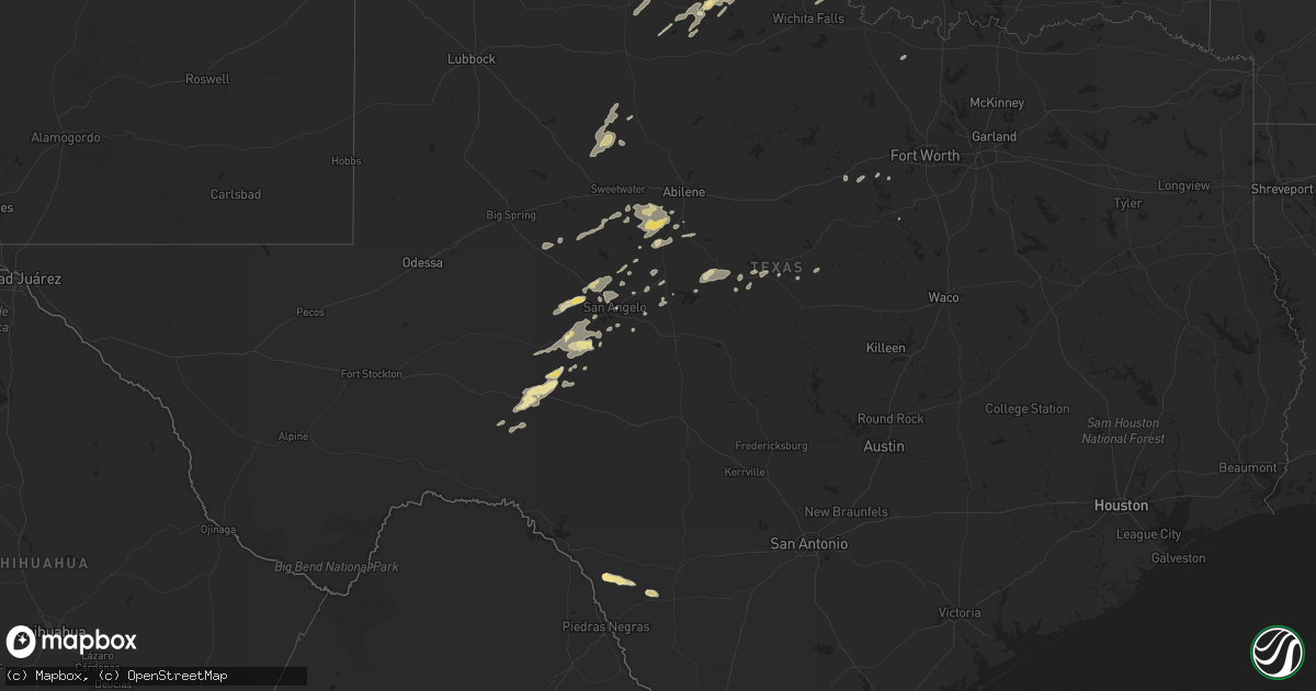 Hail map in Texas on April 17, 2013