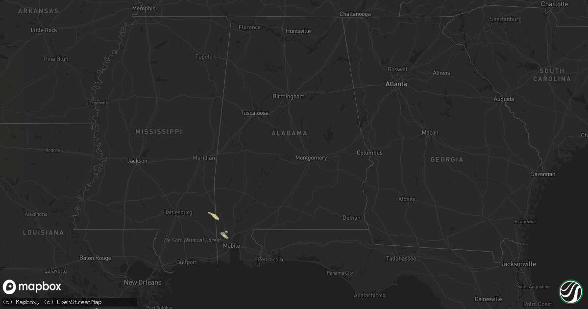 Hail map in Alabama on April 17, 2015