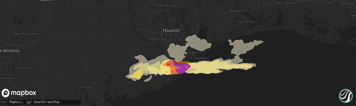 Hail map in Alvin, TX on April 17, 2015