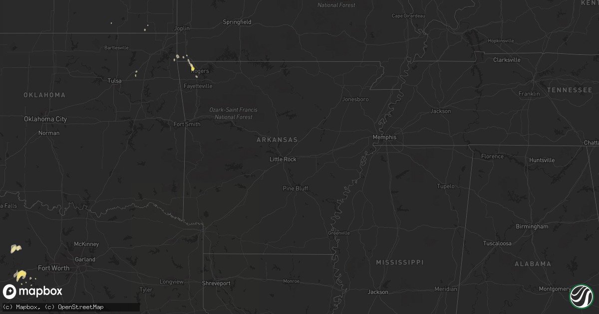 Hail map in Arkansas on April 17, 2015