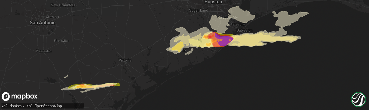 Hail map in Bay City, TX on April 17, 2015