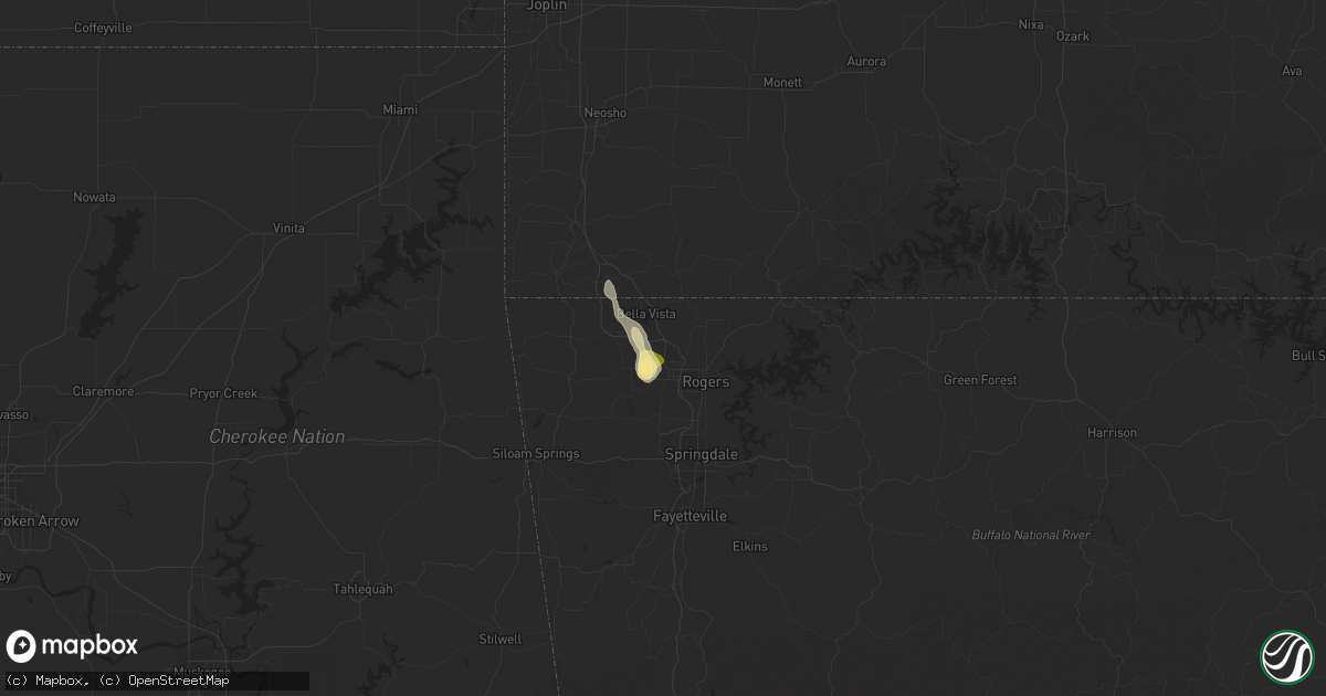Hail map in Bentonville, AR on April 17, 2015