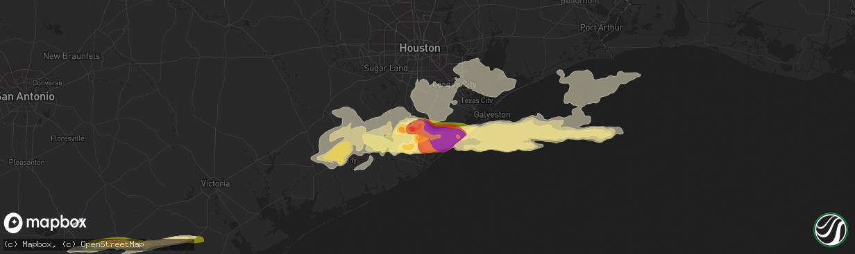 Hail map in Danbury, TX on April 17, 2015