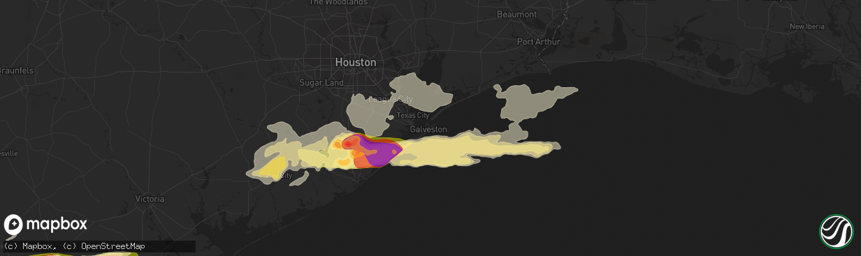 Hail map in Galveston, TX on April 17, 2015