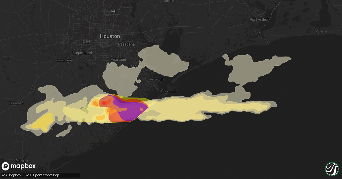 Hail map in Galveston, TX on April 17, 2015
