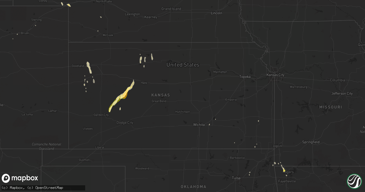 Hail map in Kansas on April 17, 2015