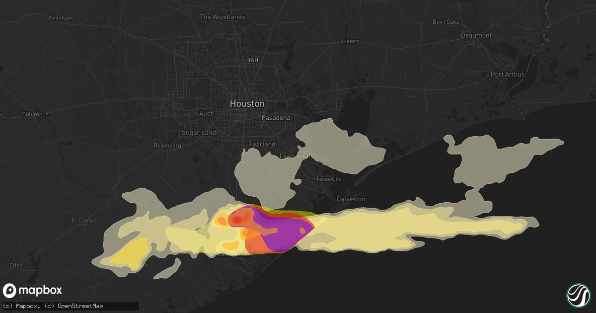 Hail map in League City, TX on April 17, 2015