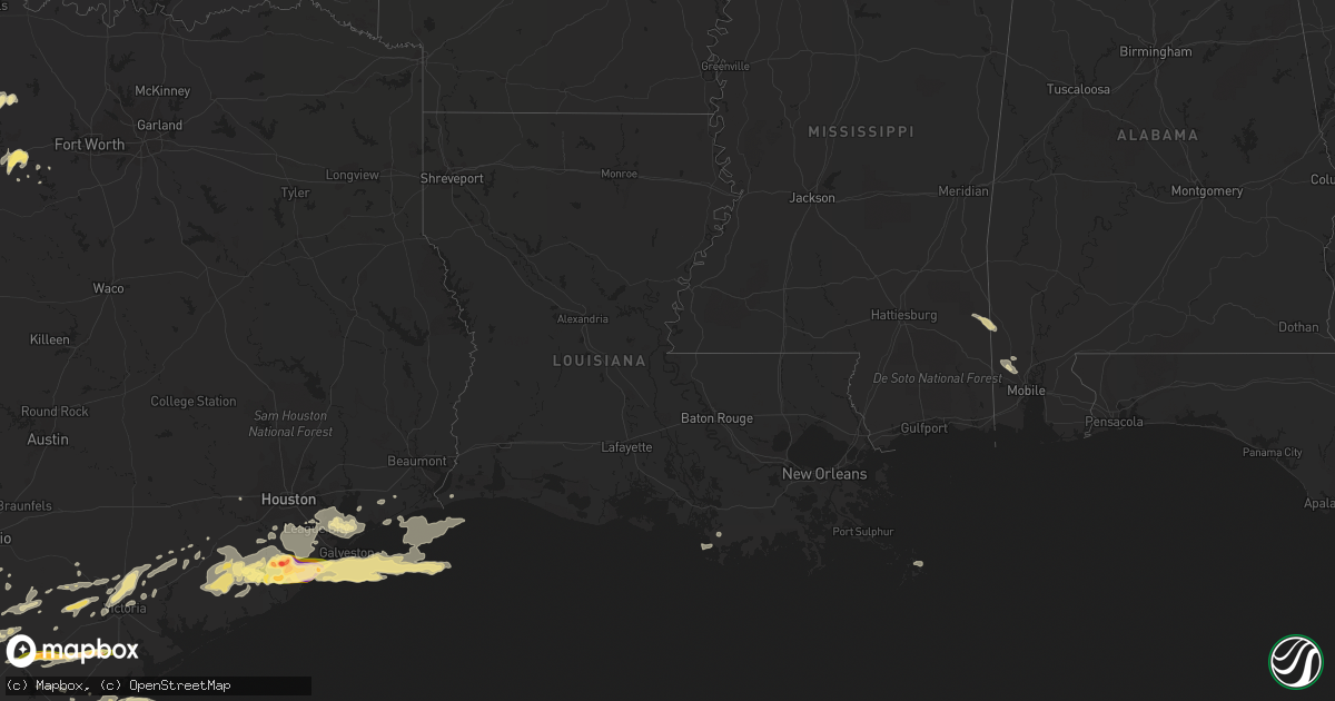 Hail map in Louisiana on April 17, 2015