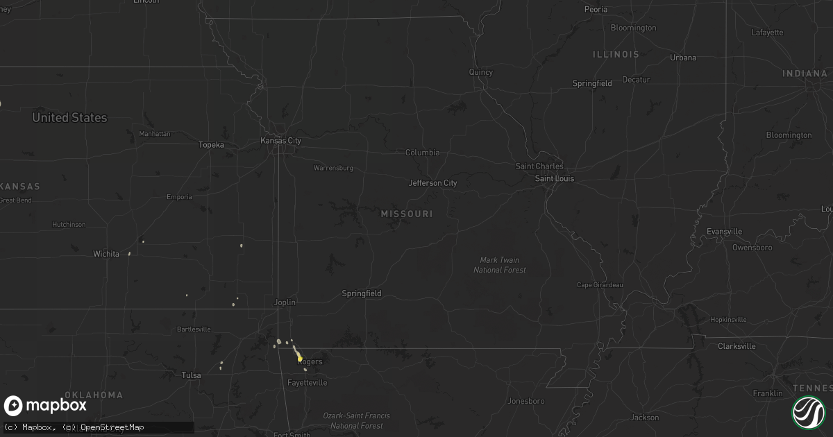 Hail map in Missouri on April 17, 2015