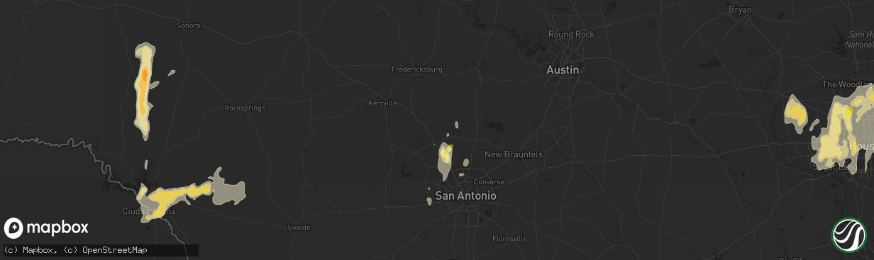 Hail map in Boerne, TX on April 17, 2016