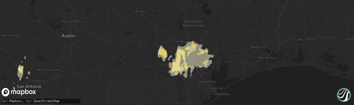 Hail map in Cypress, TX on April 17, 2016