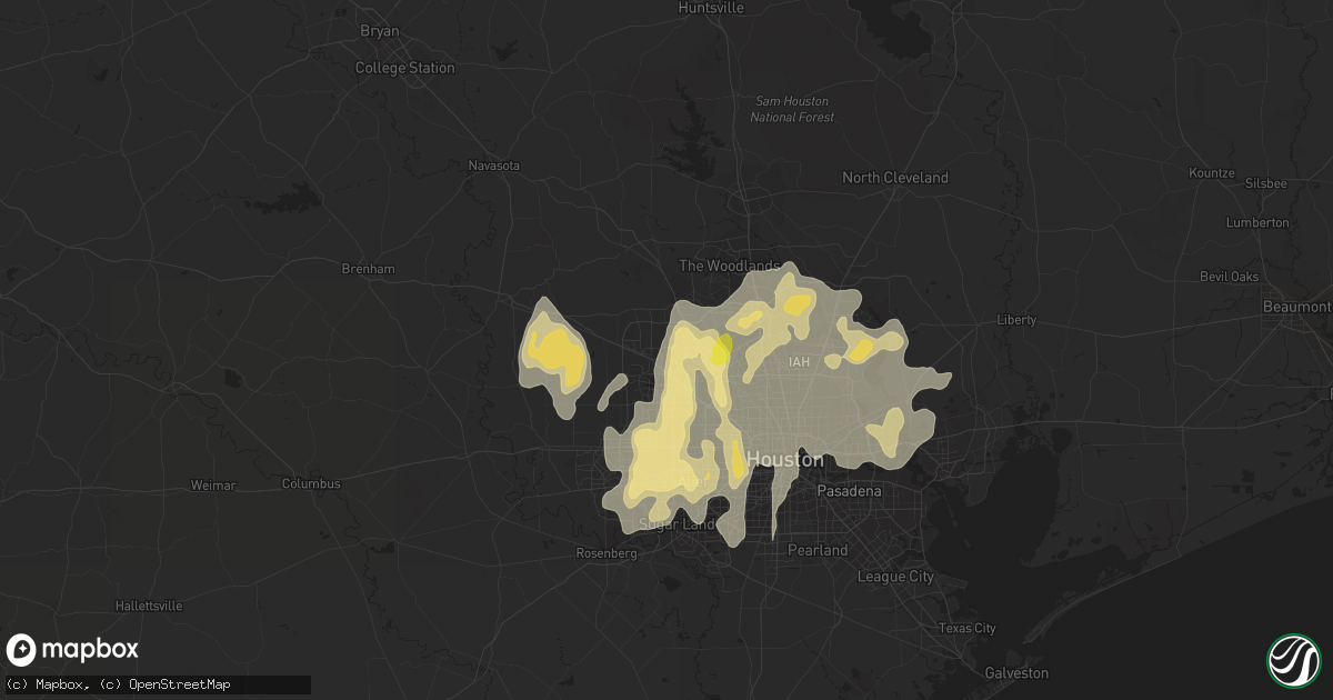 Hail map in Cypress, TX on April 17, 2016