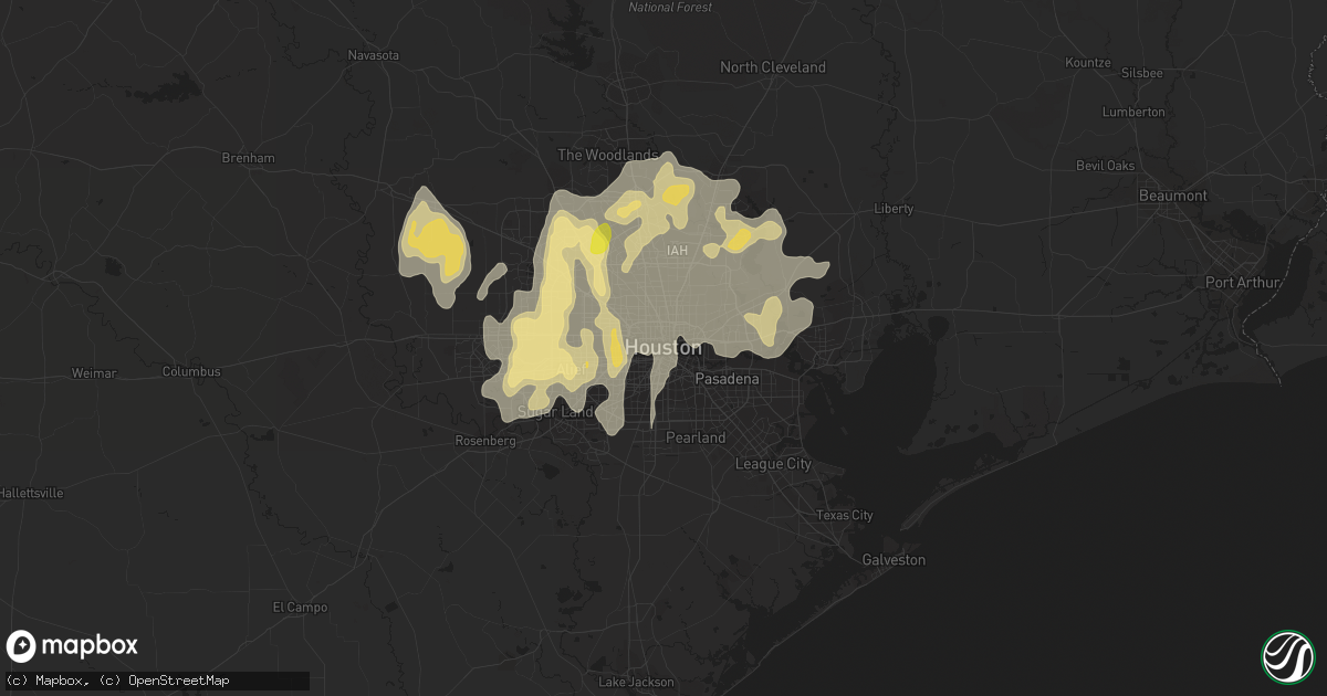 Hail map in Houston, TX on April 17, 2016