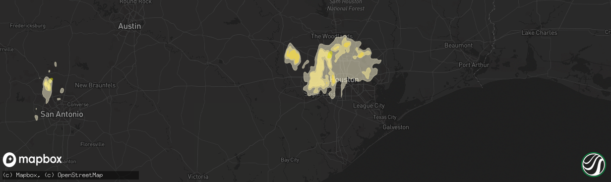 Hail map in Richmond, TX on April 17, 2016