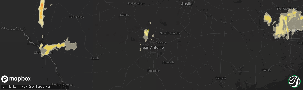 Hail map in San Antonio, TX on April 17, 2016