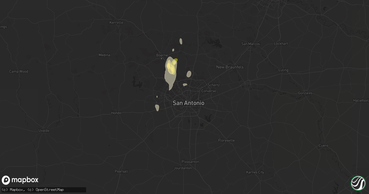 Hail map in San Antonio, TX on April 17, 2016