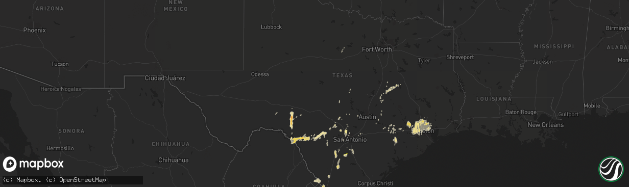 Hail map in Texas on April 17, 2016